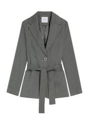 Women's gray striped blazer ZAKDT-0047-95(Z25), front product view on white background.
