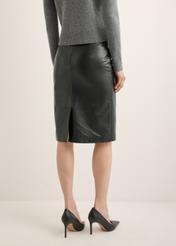 Women's leather pencil skirt SPCDS-0031-99(KS), product view from the back on the model, half of the silhouette visible.