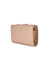 Medium beige leather women's wallet PORES-0896R-1B(W26), diagonal product view on white background.