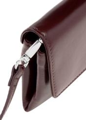 Burgundy small leather clutch bag TORES-1188-49(Z25), close-up of the product detail on a white background.
