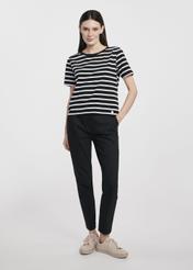 Women's T-shirt in black and white stripes TSHDT-0136-99(W25)-02