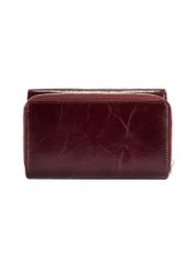 Women's leather wallet in burgundy color PORES-0968-49(Z25), back view of the product on a white background.