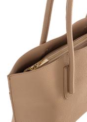 Dark beige women's shopper bag TOREC-0938-1C(W26) - close-up of the detail on a white background.