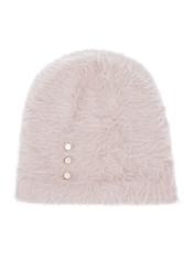 Light beige women's hat with rabbit fur CZADT-0023A-1A(Z26) - front product view, on a white background.