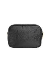 Black women's handbag with monogram TOREN-0277A-99(W25), product view from the back on a white background.
