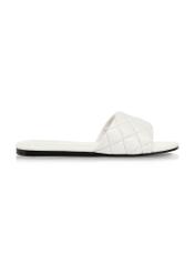 Leather white quilted flip-flops BUTYD-1066-11(W24)-01