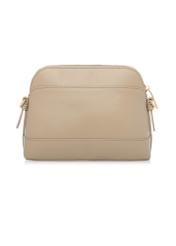 Beige women's handbag with monogram TOREC-1180-1P(W26), product view from the back on a white background.