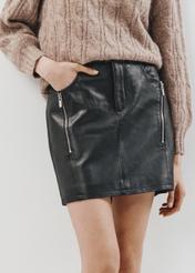 Black leather mini skirt SPCDS-0069-1276(Z23)-01