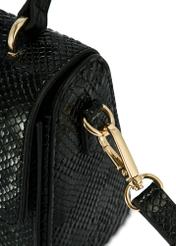 Black women's trunk handbag TOREC-1080-98(Z25), close-up of the product detail, view on a white background.
