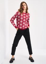 Red Christmas sweater for women SWEDT-0160-42(Z22)-02