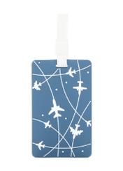 Luggage tag with airplanes AW-012-0013-7C(W26), front view of the product on a white background.