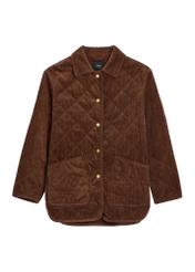 Brown women's jacket with collar KURDT-0696-1H(Z26), front product view on white background.