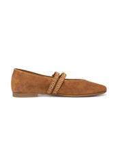 Women's suede ballet flats in camel color BUTYD-1243-1D(W26), side view of the product on a white background.
