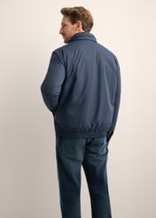 Men's navy blue transitional jacket KURMT-0423-7E(Z26), product view from the back on the model. Half of the silhouette visible.
