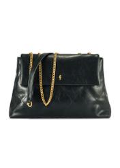 Black women's handbag with chain TOREC-1099-99(Z25), product view from the front on a white background.