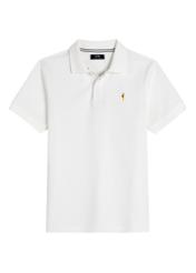 Cream cotton polo shirt POLMT-0086-0B(W26), front product view on white background.