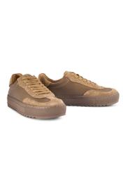 Women's leather sneakers in cool beige color BUTYD-1260-1K(W26), diagonal product view on a white background.