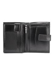 Black men's leather wallet PORMS-0638-99(W25) - inside view on white background.