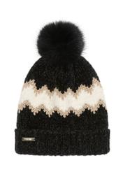 Black women's cap with pompom CZADT-0086A-99(Z23)-02