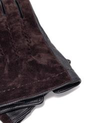 Brown insulated men's leather gloves REKMS-0075-90(Z25) - close-up detail on white background.
