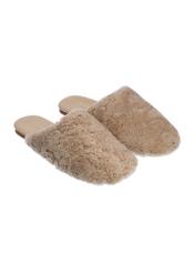 Beige women's wool slippers BUTYD-1318-1B(Z26), angled product view on a white background.