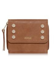 Brown leather women's wallet with rivets PORES-0853-88(W23)-01