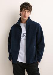 Men's dark navy cotton sweatshirt BLZMT-0088-7E(Z26); front view of the product on a model. Half-body shot.