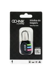 Black combination padlock AW-015-0001-99(W25), front view of the product in the packaging on a white background.