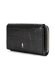 Medium croco leather women's wallet PORES-0907A-97(Z25), diagonal product view on white background.