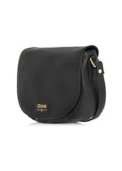 Black leather semi-circular women's messenger bag TORES-0972D-99(W25)-02