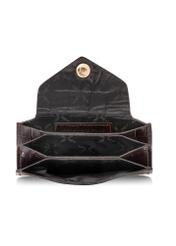 Small brown leather women's wallet PORES-0890-1H(W26), product view inside on white background.