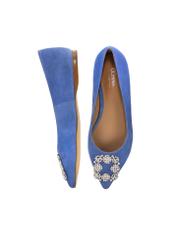 Blue women's ballerinas with buckle BUTYD-0990-61(W23)-05