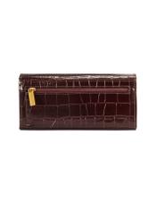 Women's leather burgundy wallet PORES-0889B-49(Z25), product view from the back on a white background.