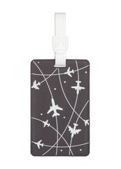 Luggage tag with airplanes AW-012-0013-9C(W26), front view of the product on a white background.