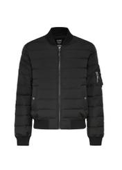 Black insulated men's bomber jacket KURMT-0362-99(Z25) - front product view on white background.