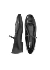 Women's black leather ballet flats BUTYD-1205-99(Z25), product view from the top and side on a white background.