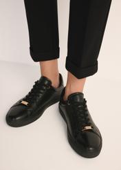 Black leather women's sneakers BUTYD-1068-99(Z25)