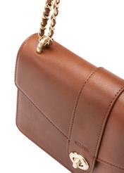 Brown women's messenger bag TOREC-1137-1F(W26), close-up of the product detail on a white background.