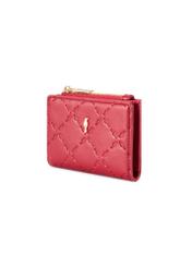 Red small women's wallet with handle POREC-0407-4B(W26) - diagonal product view, on a white background.
