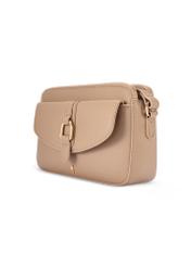 Beige small women's handbag TOREC-1175-1D(W26) - diagonal product view, on a white background.