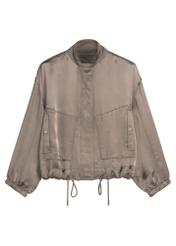 Light beige women's bomber jacket KURDT-0627-1K(W26) - front product view, on a white background.
