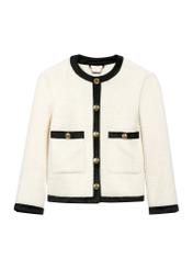 Cream short women's wool jacket FUTDW-0037-12(Z25), product view from the front on a white background.