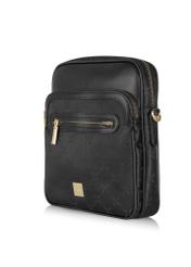 Black women's messenger bag with monogram TOREN-0257A-99(Z24)-02