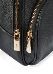 Black leather women's backpack TORES-1123D-99(Z25), detail view of the product on white background.