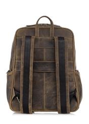 Men's khaki leather backpack TORMS-0300-51(W23)-04