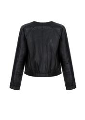 Women's leather jacket with welts KURDS-0308-5608(W22)-04