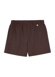 Brown women's shorts SZODT-0015-12(W25), front product view on white background.