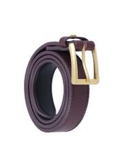 Burgundy women's leather belt PASDS-0346-4D(Z26), diagonal product view on white background.
