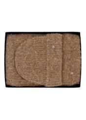 Brown wool-blend hat and scarf set ZESTD-0013-1G(Z26), front view on a white background.