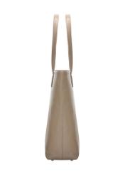 Cool beige leather shopper bag TORES-1312-1K(Z26). Side view on a white background.